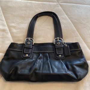 Black leather coach purse